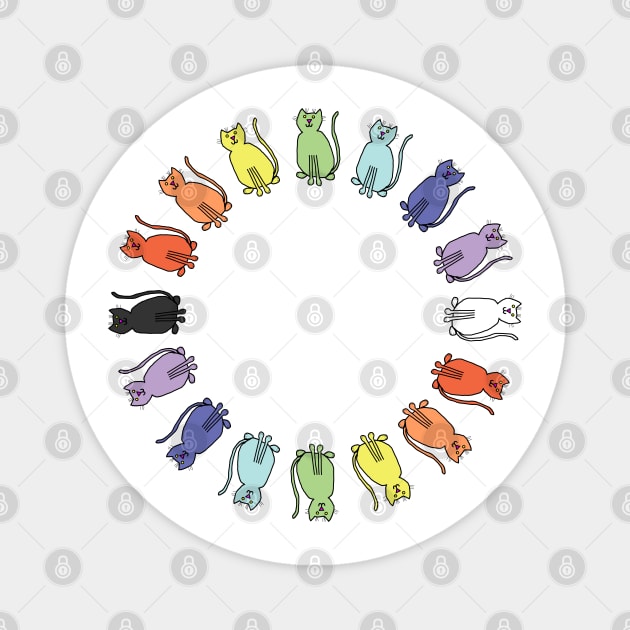 Cute Circle Rainbow Cat Graphic Magnet by ellenhenryart